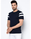 Striped Print Half Sleeves Round Neck T-shirts For Men's